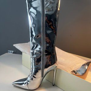 Metallic Silver Knee High boots